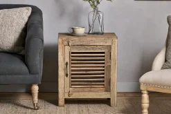 Ibo Reclaimed Wooden Slatted Cabinet – Natural - Small