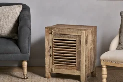 Ibo Reclaimed Wooden Slatted Cabinet – Natural - Small