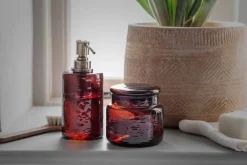 Ilcoso Recycled Hammered Glass Soap Dispenser - Amber