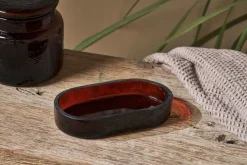 Ilcoso Recycled Hammered Glass Soap Dish - Amber