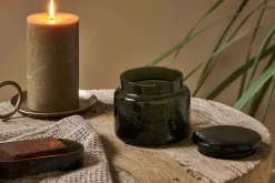 Ilcoso Recycled Hammered Glass Storage Pot - Green