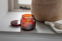 Ilcoso Recycled Hammered Glass Storage Pot - Amber