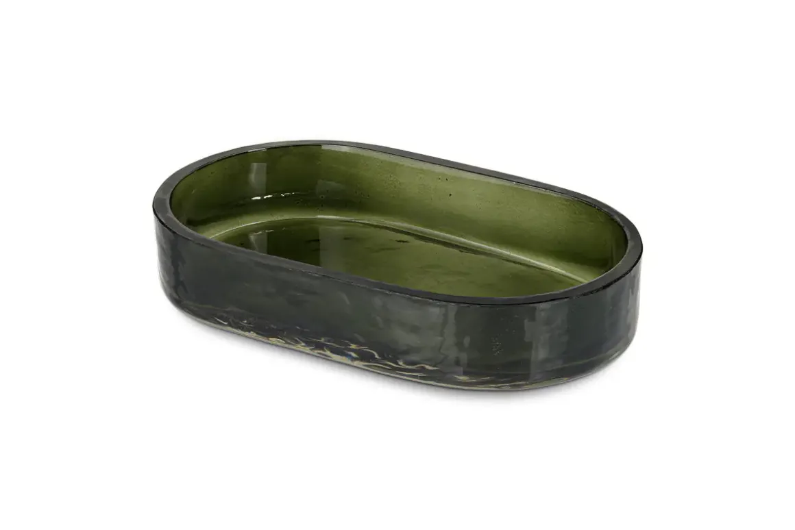 Ilcoso Recycled Hammered Glass Soap Dish - Green