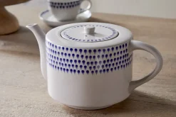 Indigo Drop 4 Person Teapot - Cream & Indigo