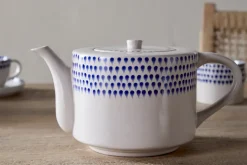 Indigo Drop 4 Person Teapot - Cream & Indigo