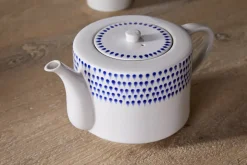Indigo Drop 4 Person Teapot - Cream & Indigo
