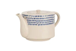 Indigo Drop 4 Person Teapot - Cream & Indigo