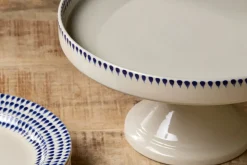 Indigo Drop Ceramic Stand - Cream & Indigo