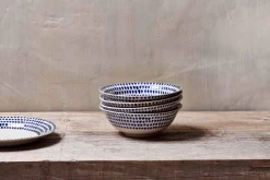 Indigo Drop Cereal Bowl - Cream & Indigo