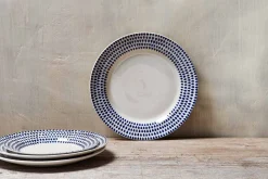 Indigo Drop Dinner Plate - Cream & Indigo
