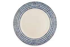 Indigo Drop Dinner Plate - Cream & Indigo