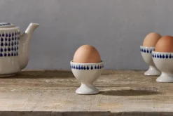 Indigo Drop Egg Cups - Cream & Indigo (Set of 2)