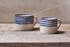 Indigo Drop Mug - Cream & Indigo - Small (Set of 2)
