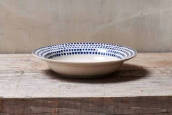 Indigo Drop Pasta Bowl - Cream & Indigo