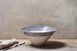 Indigo Drop Serving Bowl - Cream & Indigo - Large