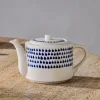 Indigo Drop Teapot - Cream & Indigo