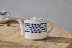 Indigo Drop Teapot - Cream & Indigo