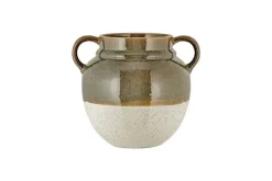 Inha Reactive Glaze Vase - Dark Olive & Natural