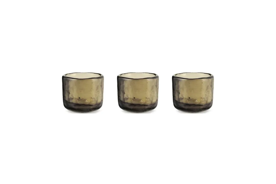 Irda Glass Small Tealight - Smoke Brown - Small (Set of 3)