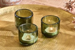 Irda Glass Small Tealight - Dark Emerald  - Small (Set of 3)