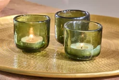Irda Glass Small Tealight - Dark Emerald  - Small (Set of 3)