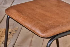 Iswa Leather & Cane Dining Chair - Tan