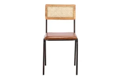 Iswa Leather & Cane Dining Chair - Tan