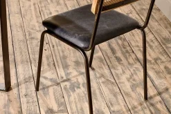 Iswa Leather & Cane Dining Chair - Black