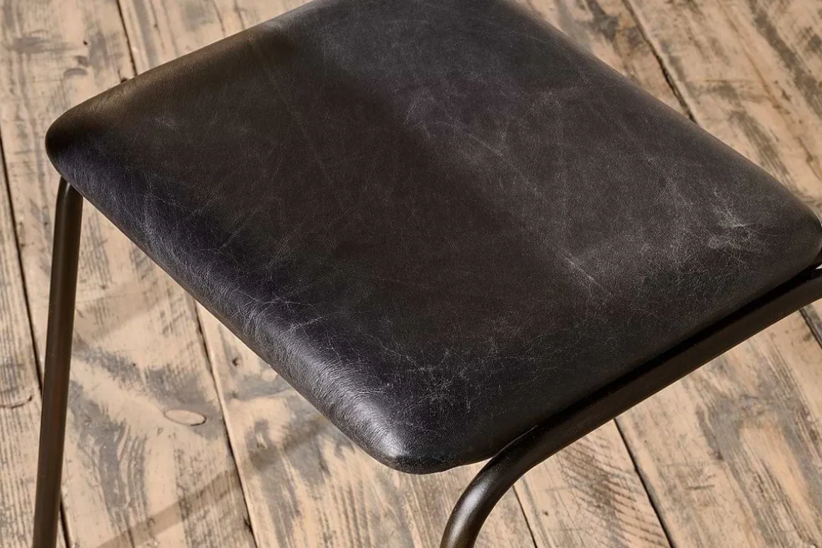 Iswa Leather & Cane Dining Chair - Black