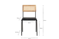 Iswa Leather & Cane Dining Chair - Black