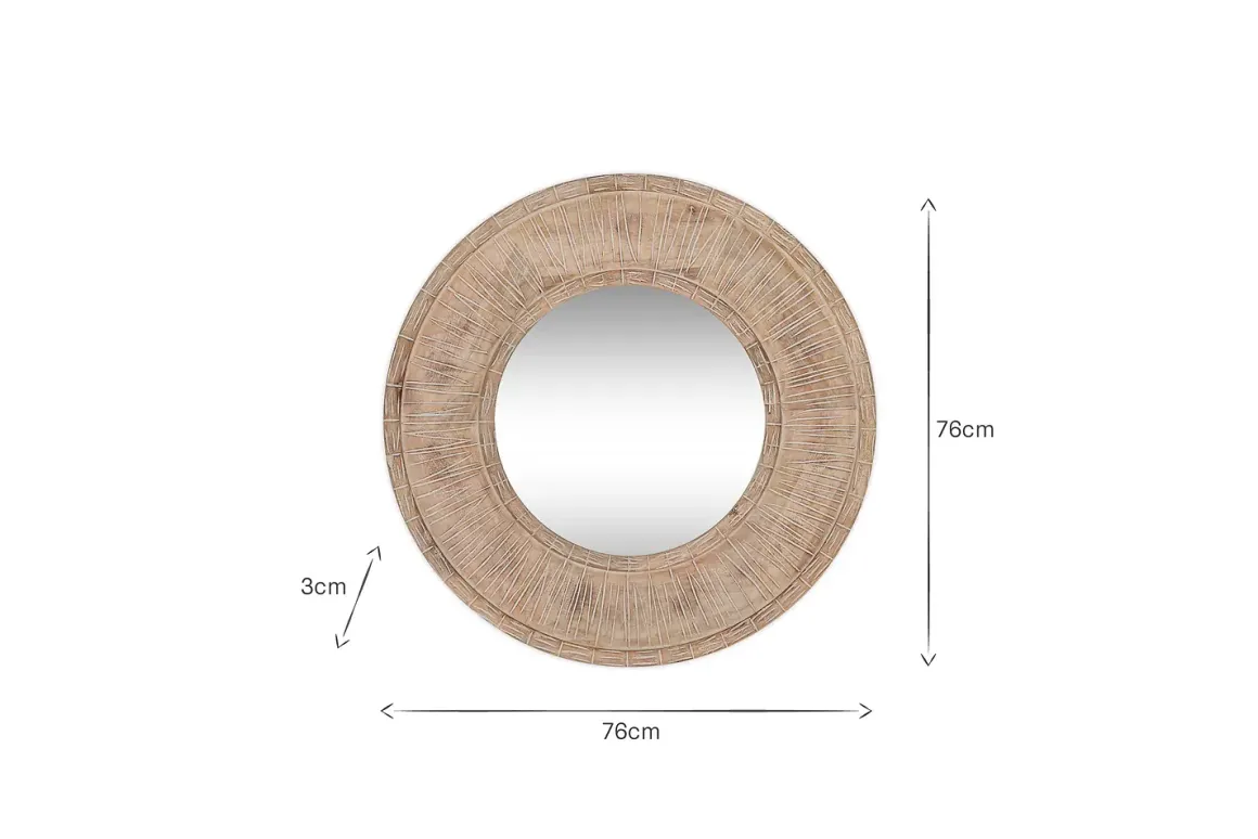 Itwa Mango Wood Carved Mirror - Natural