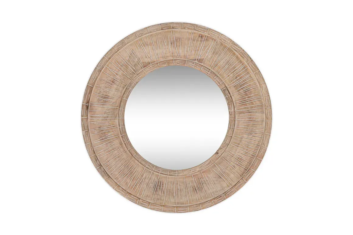 Itwa Mango Wood Carved Mirror - Natural