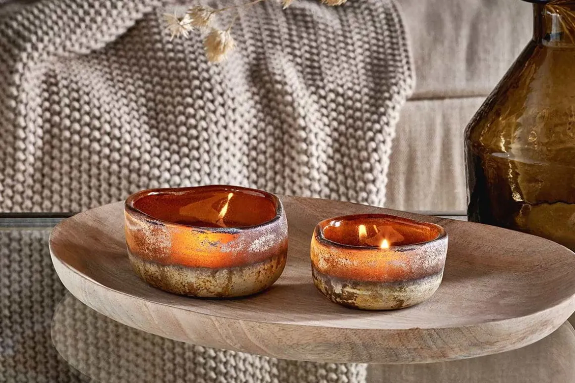 Janka Tealight Holders - Amber (Set of 2)