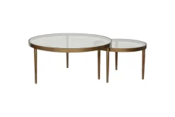 Jiya Iron & Glass Nested Coffee Tables - Brass