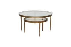 Jiya Iron & Glass Nested Coffee Tables - Brass