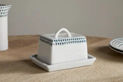 Juniper Drop Butter Dish - Cream & Juniper
