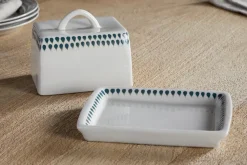 Juniper Drop Butter Dish - Cream & Juniper