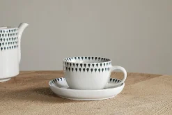 Juniper Drop Cup & Saucer - Cream & Juniper