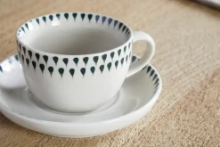 Juniper Drop Cup & Saucer - Cream & Juniper
