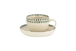 Juniper Drop Cup & Saucer - Cream & Juniper