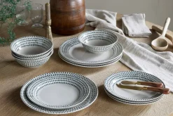 Juniper Drop Dinnerware Set - Cream & Juniper (Set of 12)