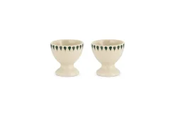 Juniper Drop Egg Cups - Cream & Juniper (Set of 2)