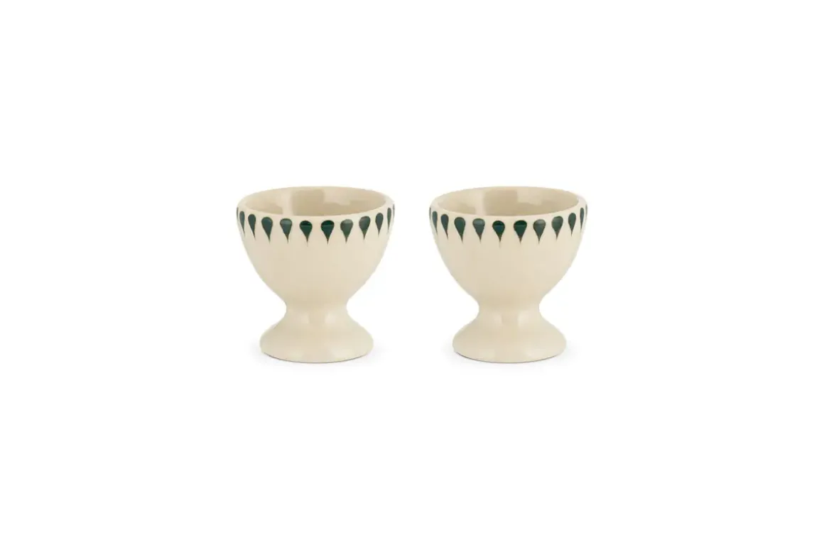 Juniper Drop Egg Cups - Cream & Juniper (Set of 2)