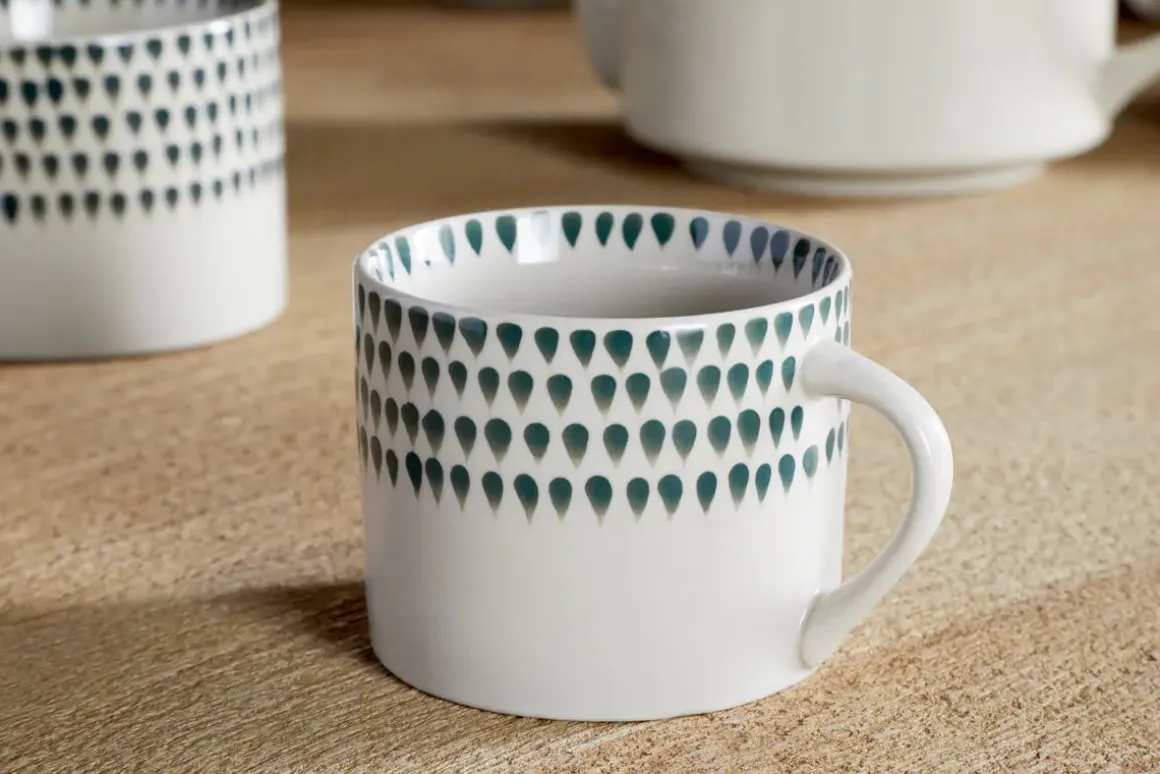 Juniper Drop Mug - Cream & Juniper - Small (Set of 2)