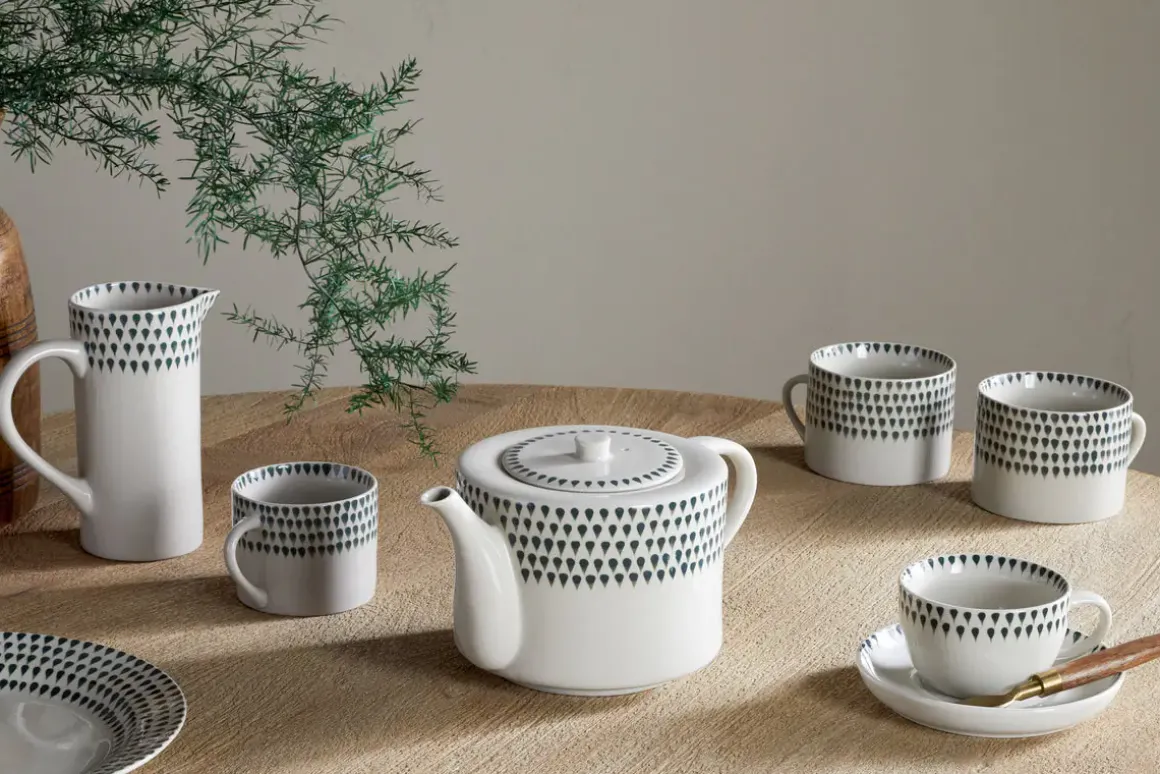 Juniper Drop Mug - Cream & Juniper - Small (Set of 2)