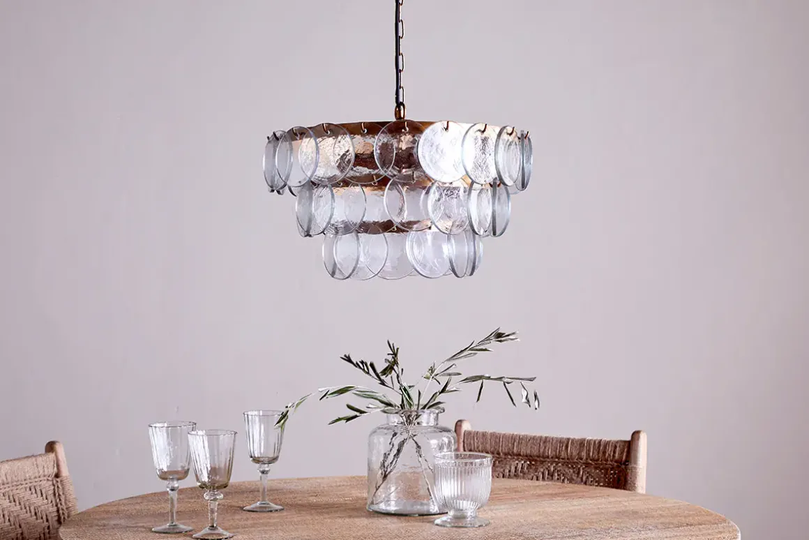 Kagitha Recycled Glass Chandelier - Clear