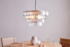 Kagitha Recycled Glass Statement Chandelier - Antique Brass & Clear