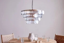 Kagitha Recycled Glass Statement Chandelier - Antique Brass & Clear