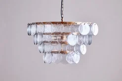 Kagitha Recycled Glass Statement Chandelier - Antique Brass & Clear