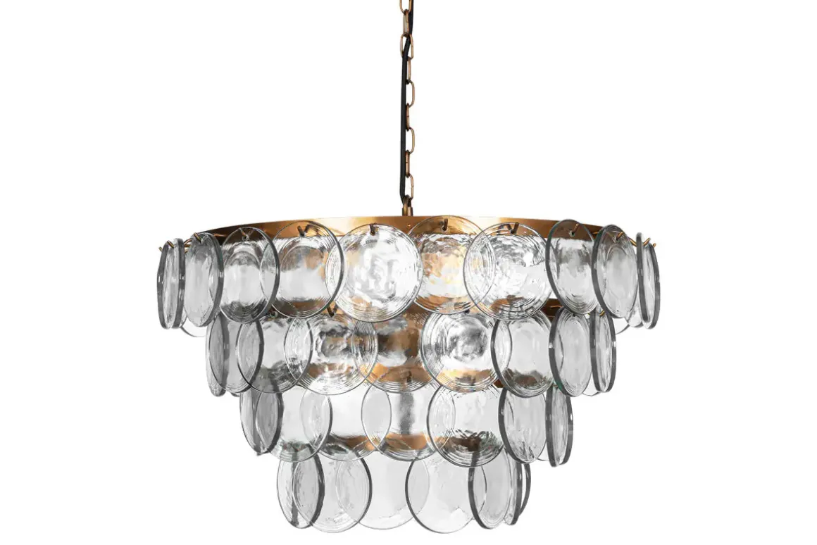 Kagitha Recycled Glass Statement Chandelier - Antique Brass & Clear